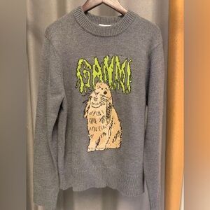 Ganni Grey Graphic Bunny Jumper